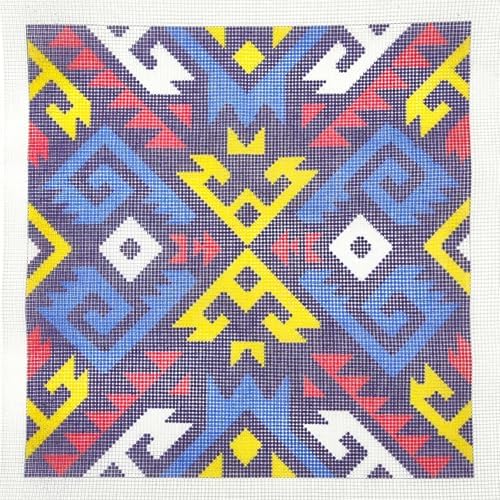 Howie's Needlepoint Needlepoint Kits for Adults, Pillow Front Cross Stitch Kit with Embroidery Pattern on Canvas, Yarn, 2 Needles and Instruction, 16 x 16inch(Colourful Geometry 2) - Image 3