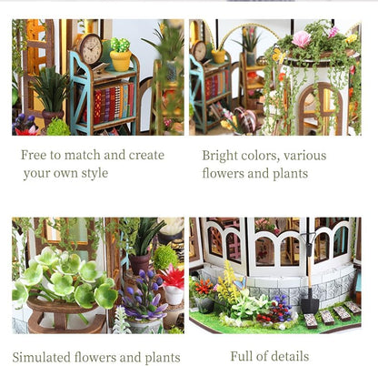 Hanging Garden DIY Miniature House Kit,Wooden Dollhouse with LED for Adults - Image 4