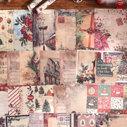 icceemee 200 Sheets Christmas Scrapbook Paper Set – Christmas Themed Craft Collage Paper for Junk Journaling, Bullet Journal, Poster Decor, Room Decoration, Card Making, and Gift Wrapping - Image 7