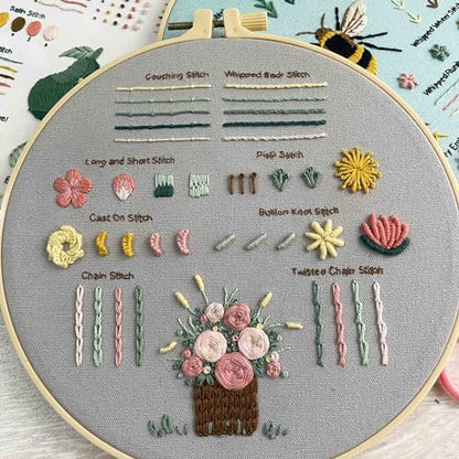 Myfelicity 3 Embroidery kit for Beginners, Beginner Embroidery Kit for Adults. Starter Kits to Learn 28 Different Stitches, Including Fabric with Prints, Threads, Needles, Hoop and Video tutorials… - Image 6