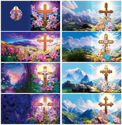 pigpigboss 8 Packs Cross Diamond Painting Greeting Card Art Kit - Image 2