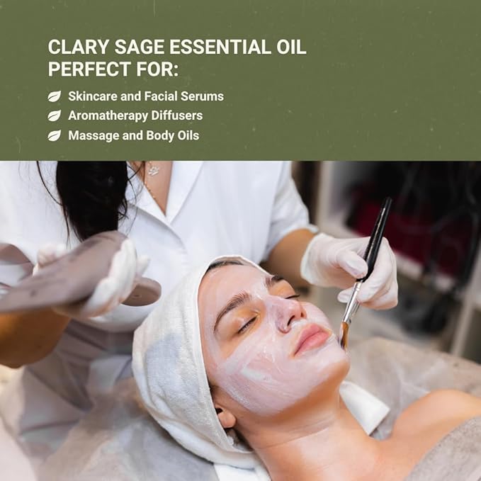 Nature Packaged Clary Sage Essential Oil - Direct from France - Steam Distilled - Aceite de Salvia Esclarea for Aromatherapy, Massage, Diffuser, DIY Candle and Soap Making - 8oz