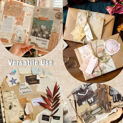 400 Sheets Vintage Scrapbook Paper Supplies, Diy Junk Journal Supplies, Bullet Journal Kit, Retro Vision Board Supplies for Scrapbooking Embellishments Planner, Decoupage Paper, 4 Sets - Image 4