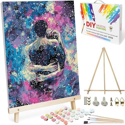 BAISITE Paint by Numbers Kit for Adults Beginners,16" Wx20 L Canvas for Painting Kits for Adults in Colorful Box-Cosmic Hug 8217-Already Stretched on a Wooden Frame by PaintbyNumbersKitsforAdults