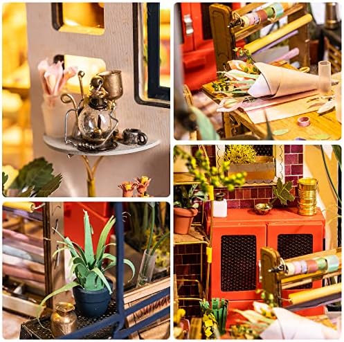 ROBOTIME DIY Dollhouse Kit Mini House with Furnitures Accessories 1:24 Scale Craft Kit - Emily's Flower Shop - Image 4