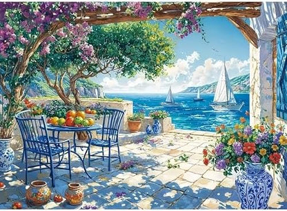 koemhxb Summer Coast Paint by Numbers Kit for Adults Beginners, Seaside Landscape Art Adult Paint by Numbers on Canvas, DIY Acrylic Oil Painting Crafts for Home Decor (16x20inch) by Koemhxb