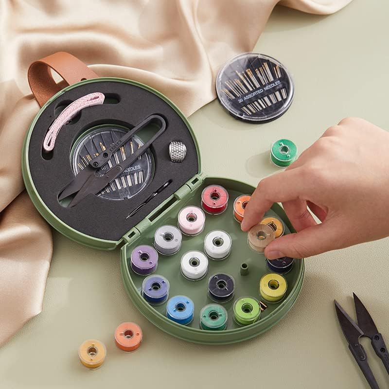 ZUNON Sewing Kit, Travel Mini Sewing Kits for Adults Suppliers Repair Project Kit Needle Family Sewing Thread Accessories Traveler Beginner Emergency Kids DIY Organizer Plastic(Green Sewing kit) - Image 6