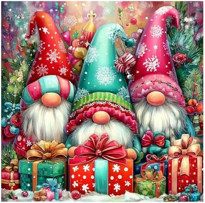 Reivworl Christmas Paint by Numbers Kit for Adults Beginners, Gnome Paint by Numbers, Adult Paint by Number Kits for Gifts and Home Wall Decor 16x16 Inch by Reivworl