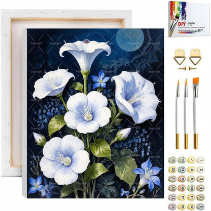 Sceorixa Floral Paint By Numbers Kit for Adults - DIY White Moonflowers Painting On Canvas, Acrylic Paint Set, Suitable for Beginners, Wall Decor Art for Home Decoration Or Gifts(16X20IN Framed) by Unknown