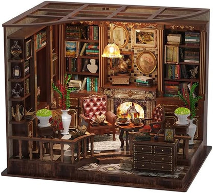 Left Bank Study Book Nook - DIY Book Nook Kit for Adults | Wooden Bookshelf 3D Book Nook Miniature Kit with LED Lights, Puzzle Decor for Book Lovers, 248 PCS, Bookshelf Insert Decor by Unknown