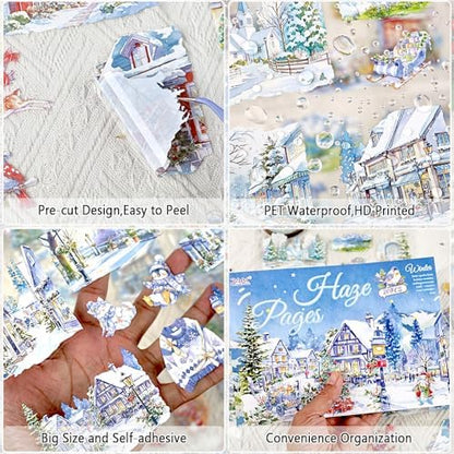 Winter Landscape PET Sticker Book, Diecut Stickers for Journaling - Image 4