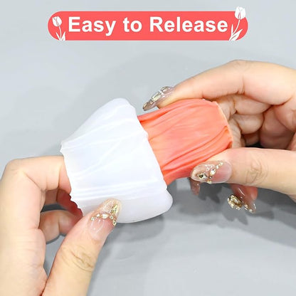 4 PCS Tulip Candle Molds with Leaf Mold, 3D Flower Silicone Molds for Candles Wax Soap Clay Plaster Epoxy Resin Home Decorations