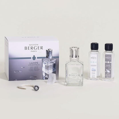 MAISON BERGER Set – Lampe Berger Starter Square Fragrance Diffuser with 2 Refills (Ocean Breeze & So Neutral) – Elegant French Air Purifier – Made in France – 2 × 250 mL (8.45 Fl Oz)