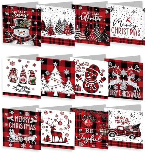 NUOFIX 12 PCS Diamond Art Christmas Cards with Envelopes, Christmas Crafts for Adults, Diamond Painting Kits for Card Making, Holiday DIY Kits (Red) by Unknown