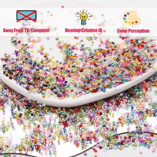 EuTengHao 16800pcs Tube Beads Kit Glass Bugle Seed Beads Small Craft Beads for DIY Crafting Jewelry Making Supplies (3mm, 350 Per Color, 48 Colors) - Image 5