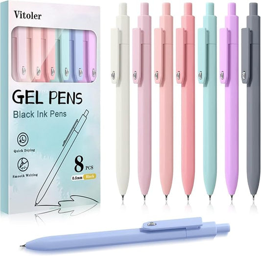 Piochoo Gel Pens, 0.5mm Fine Point Black Ink Smooth Writing Pens for Journaling, Nurse Aesthetic Cute School Office Gifts for Teacher Women and Men