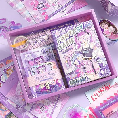 Auguro Scrapbook kit for Girls A6 Grid Kawaii notebooks Stationery Junk Journal Kit Scrapbooking Supplies kit Craft DIY Gift for Adult Teen Girl Cute Bullet Journal - Image 2