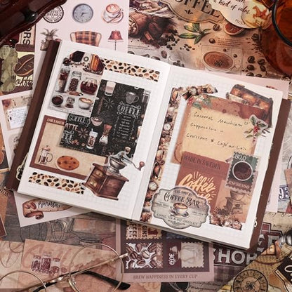 emmoolife Scrapbooking Supplies Kit, Coffee Vintage Aesthetic Scrapbook Kit for Bullet Junk Journal, DIY Journaling Supplies with Coffee Bean Cup, Latte Art, Birthday Craft Gift for Teen Girl Women - Image 6