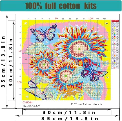 WUSARPLY Sunflowers Stamped Cross Stitch Kits for Beginners Adults - Image 6