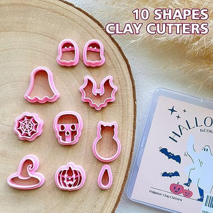 KEOKER Halloween Clay Cutters, Clay cutters for Halloween Earrings Making, 10 Shapes Halloween Clay Earrings Cutters, Halloween Polymer Clay Cutters (Earrings Clay Cutters 1) - Image 3