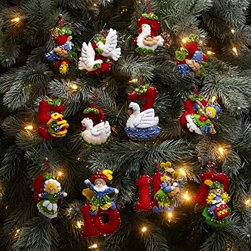 Bucilla Felt Applique 12 Piece Ornament Making Kit, Twelve Days of Christmas, Perfect for DIY Arts and Crafts, 89446E - Image 5