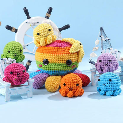 Huacan Octopus Crochet Kit for Beginners, Crochet Kit for Adults Beginner, Octopus Complete Crochet Animals Starter Kit with Step-by-Step Video Tutorials, Easy Knitting Kit Cat Crafts Gifts - Image 2