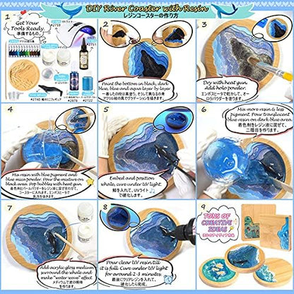 Wood Coaster Set Epoxy Resin Casting Craft Kit River Edge 5-count - Image 3