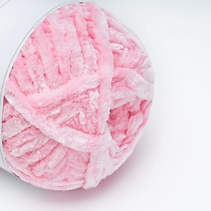 NICEEC 300g Soft Chenille Yarn Blanket Velvet Yarn for Knitting, Crochet, Weaving DIY Craft Total Length 150m (164yds)_Pink