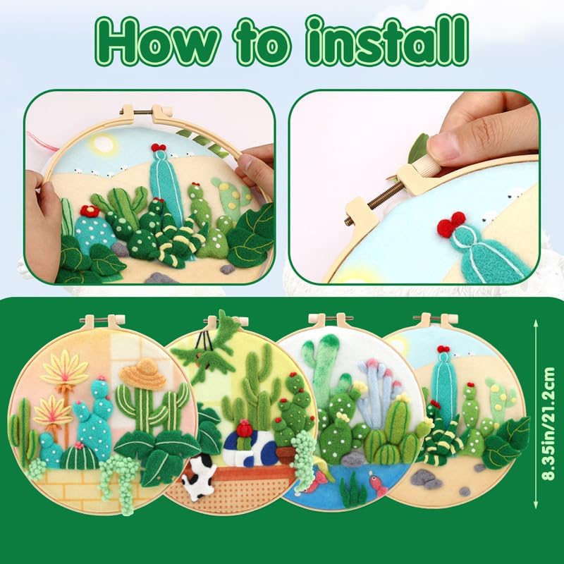 Wonafa DIY Wool Needle Felt Starter Kit, Beginner Needle Felt Kit with Wool Felt Bag, Felts Needles, Photo Frame, Foam Mat, Felts Cloth and Instructions for Home Decor, Art Crafts (Style 5) - Image 2