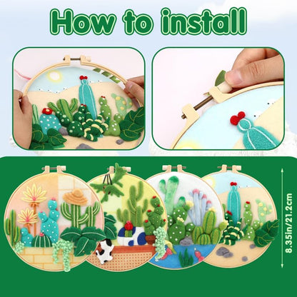 Wonafa DIY Wool Needle Felt Starter Kit, Beginner Needle Felt Kit with Wool Felt Bag, Felts Needles, Photo Frame, Foam Mat, Felts Cloth and Instructions for Home Decor, Art Crafts (Style 6) - Image 2