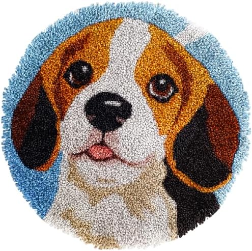 Latch Hook Rug Kit Cute Cartoon Puppy Beagles Dog with Christmas Color Easy for Beginners Round Shape Carpet Crochet Yarn Craft Mini Rug DIY Hook and Latch Little Tapestry for Home Decor 30x30cm-2 by Unknown