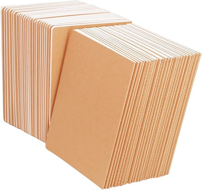 FAWTEEM 48 Pack A5 Blank Notebook Bulk Kraft Cover Blank Sketch Book Pad Travel Journals Composition Diary Subject Notebooks Planner 60 Pages, 8.3”x 5.5”