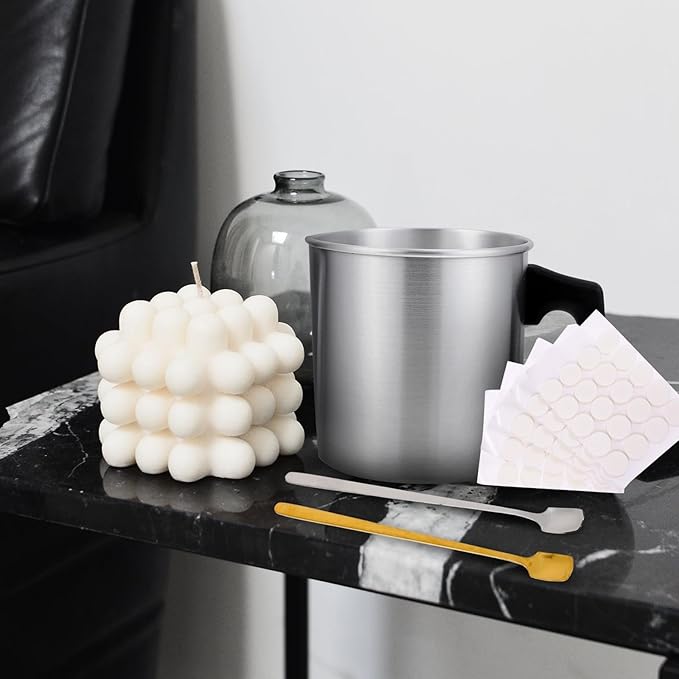 TOKIDNY Stainless Steel Candle Making Pouring Pot with Spout DIY Wax Melting Cup for Candle Making Tools High-Temperature Melting Pot Suitable for Beginners and Professionals Random Color