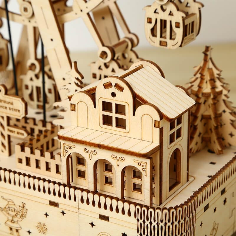 3D Wooden Puzzles for Adults 183pcs LED Light Music Ferris Wheel DIY Wooden Assembly Kit for Teens Home Decor - Image 3