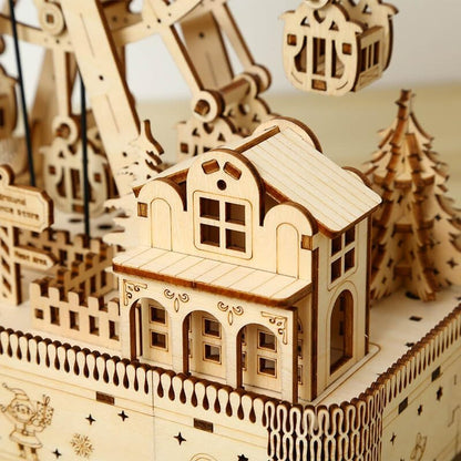 3D Wooden Puzzles for Adults 183pcs LED Light Music Ferris Wheel DIY Wooden Assembly Kit for Teens Home Decor - Image 3