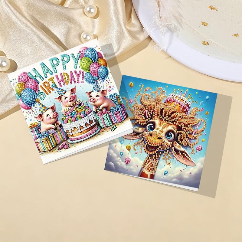 12 Pcs Diamond Painting Birthday Greeting Cards Kits for adults, 5D Handmade Diamond Art Birthday Card with Envelopes, DIY Greeting Cards Making Kits for friends Women Mom Grandma (Animal) - Image 2