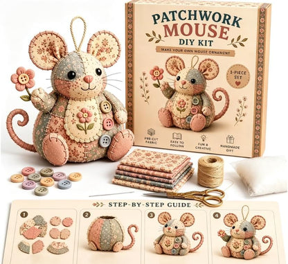 Odetina Patchwork Mouse DIY Sewing Kit, Handmade Craft Ornament Set (C) by Odetina