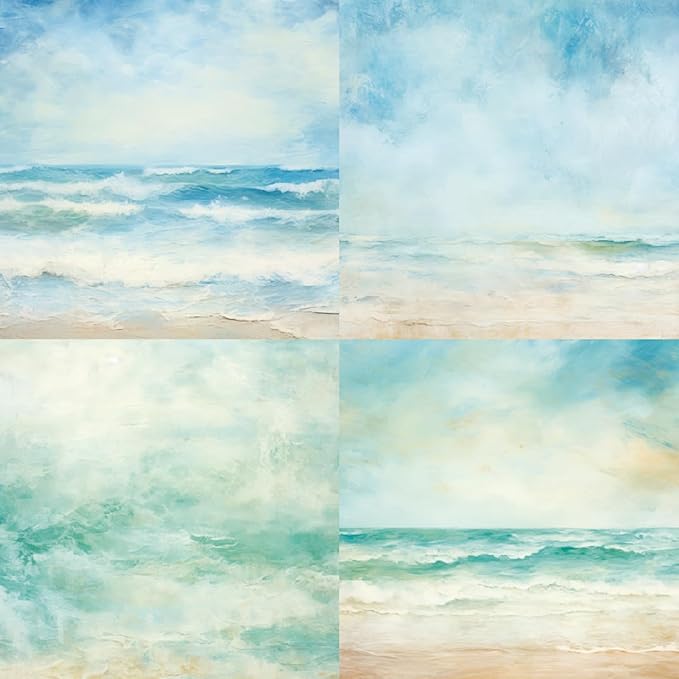 DESEACO Scrapbook Paper Pad 6x6 Craft Paper Single-Sided Watercolor Seaside Background Beach Ocean Theme, Wedding, Birthday Party Decoration Sheets 24