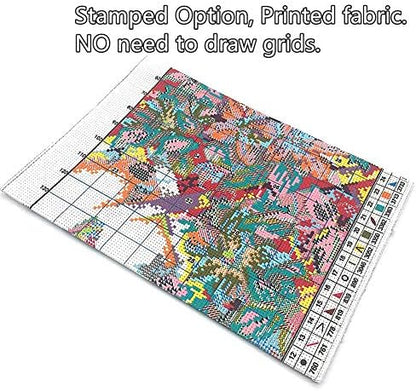 Awesocrafts Cross Stitch Kits, Four Seasons of Summer Easy Patterns Cross Stitching Embroidery Kit Supplies, Stamped or Counted (Summer, Stamped) - Image 2