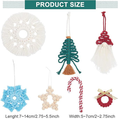 FREEBLOSS 9 Set DIY Macrame Christmas Oranments Macrame Xmas Gnomes Macrame Christmas Tree Macrame Hanging Ornament Kit Macrame Kits for Adults Beginners Macrame Supplies for Christmas Crafts
