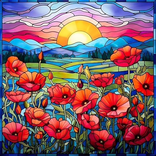 Flowers Stamped Cross Stitch Kits for Adults Beginner, Landscape Counted Cross Stitch Kits Printed Stitching Cute Patterns Dimensions Needlepoint Art Crafts Embroidery Kits for Adults by Unknown