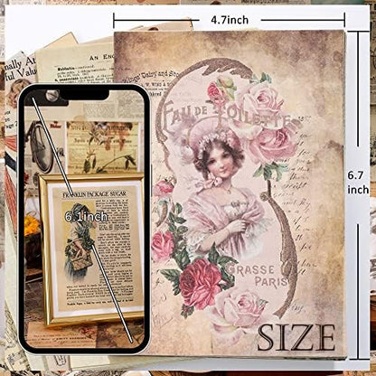 200 Sheets of Vintage Scrapbook Paper, Journaling Scrapbooking Supplies Craft Decoupage Papers Kit, Ephemera for Junk Journal Bullet Journals Well Posters Room Decor for Card Making Decorative Gift - Image 3