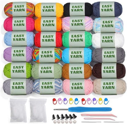24 * 50g/1.76oz Crochet Yarn, 24 * 87yds Beginner Crochet Yarn by UzecPk