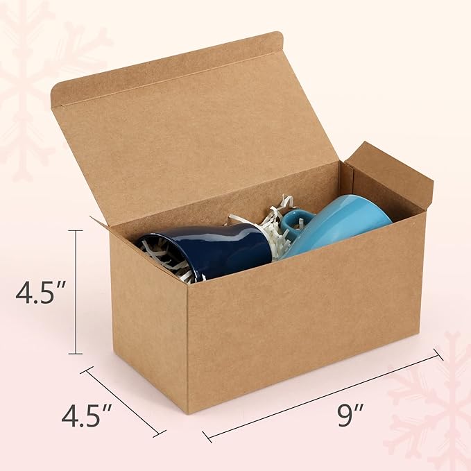 ValBox Gift Boxes 9x4.5x4.5 Inches 12 Pack Brown Recycled Paper Boxes Kraft Favor Boxes for Party, Wedding, Thanksgiving, Crafting, Bridesmaid Proposal, Easy Assemble Cardboard Boxes