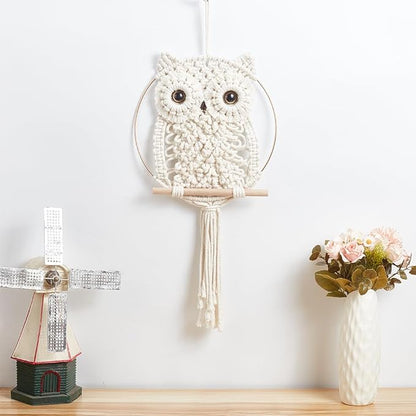 ORIGACH DIY Macrame Owl Wall Hanging Tapestry Kit Owl Macrame Kit for Beginner Boho Handmade Woven Macrame Wall Hanging Decor for Living Room Bedroom