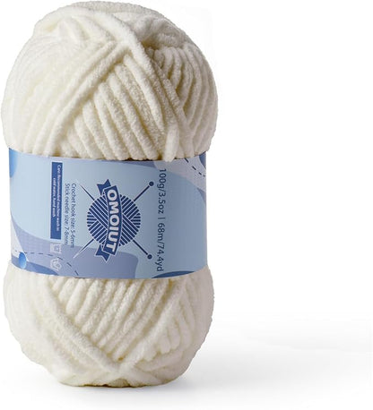 Chunky Chenille Yarn for Crocheting，Baby Yarn for Crocheting Soft Blankets，Bulky Yarns for Crochet Amigurumi，100g (74.3yds) Fluffy Velvet Yarns for Hand Knitting (Light Khaki)