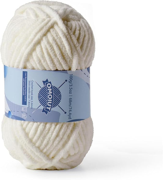 Chunky Chenille Yarn for Crocheting，Baby Yarn for Crocheting Soft Blankets，Bulky Yarns for Crochet Amigurumi，100g (74.3yds) Fluffy Velvet Yarns for Hand Knitting (Light Khaki)