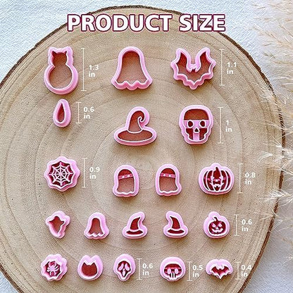 KEOKER Halloween Polymer Clay Cutters, Clay cutters for Halloween Earrings Making, 20 Shapes Halloween Clay Earrings Cutters, Pumpkin Clay Cutters For Polymer Clay Jewelry (ALL 1) - Image 4