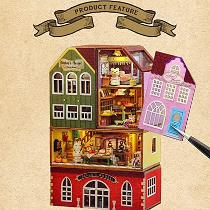 Mini 3D Wooden Doll House Craft Model with LED,DIY Miniature and Furniture Dollhouse Kit,Creative Room Idea for Valentine's Day Birthday Gift (Harry's Kitchen) - Image 4