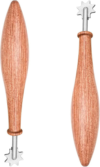 2PCS Wood Clay Pattern Roller Tool, Wooden Handle Pottery Tools with Stainless Steel Roller Head and Rosewood Handle, for Pottery, Ceramics & DIY Handcrafts